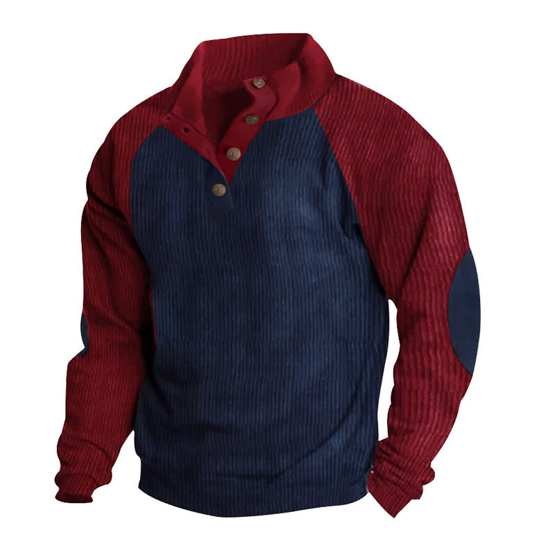 Henley Neck Corduroy Sweatshirt