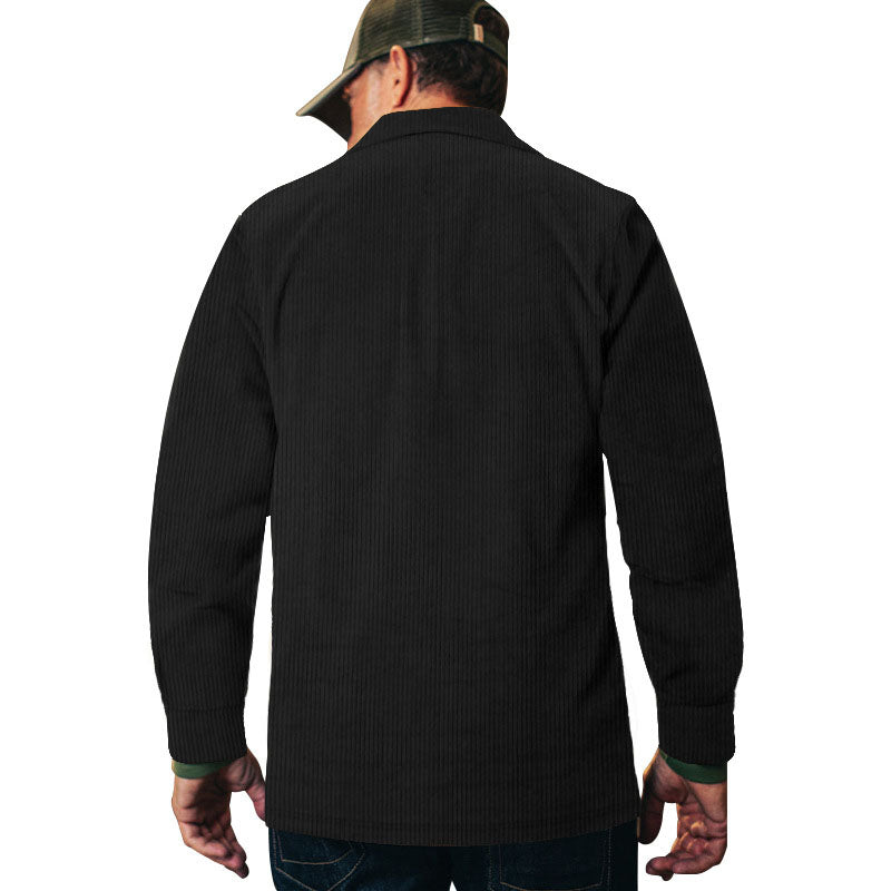Casual Corduroy Snap Button Long Sleeve Shirt