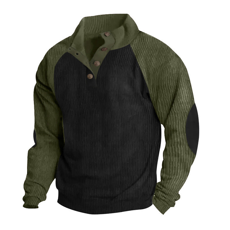 Henley Neck Corduroy Sweatshirt
