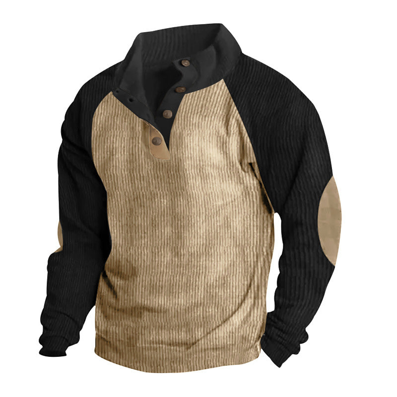 Henley Neck Corduroy Sweatshirt