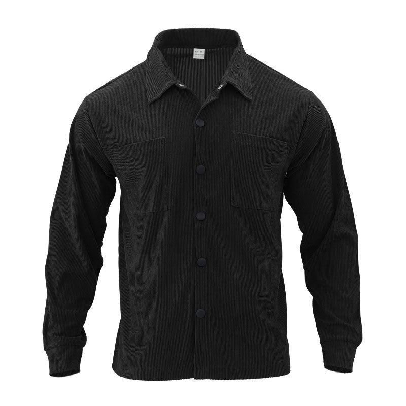 Casual Corduroy Snap Button Long Sleeve Shirt