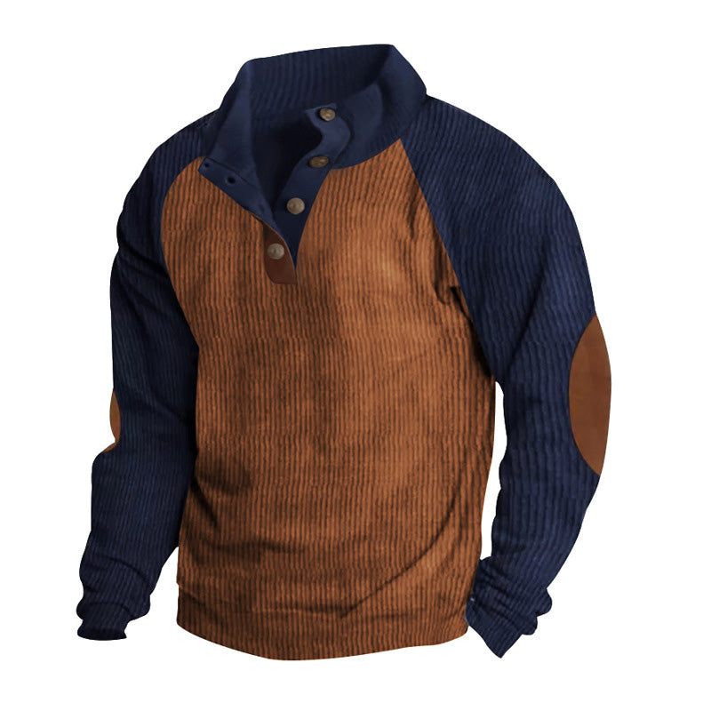 Henley Neck Corduroy Sweatshirt