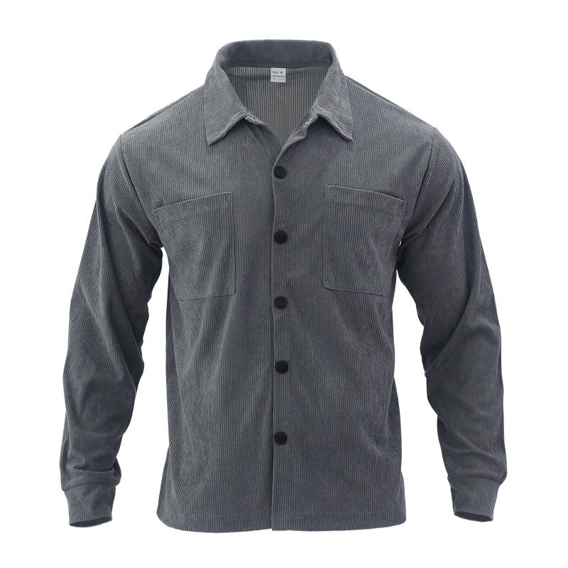 Casual Corduroy Snap Button Long Sleeve Shirt