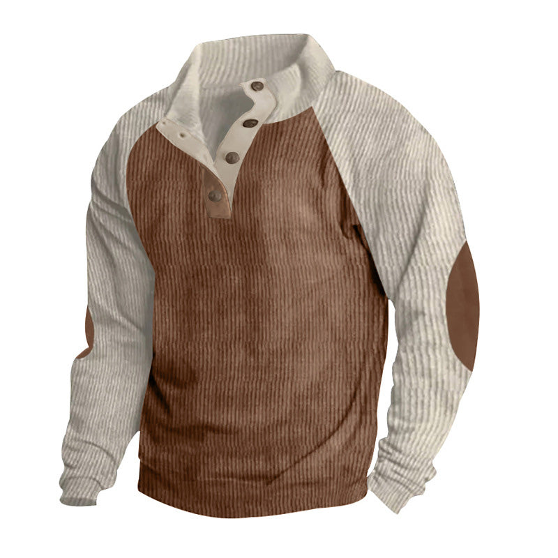 Henley Neck Corduroy Sweatshirt