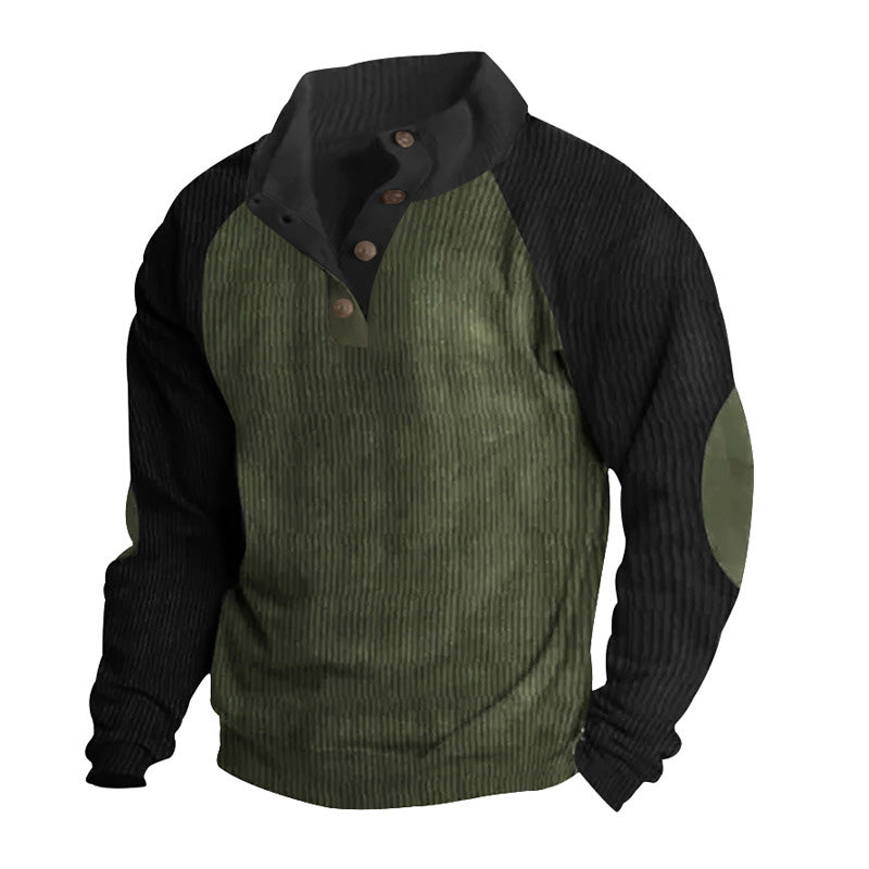 Henley Neck Corduroy Sweatshirt