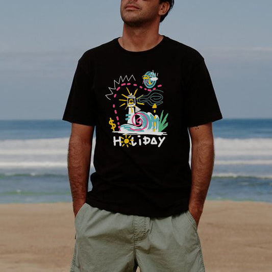 Abstract Beach Art Basquiat Short Sleeve T-Shirt