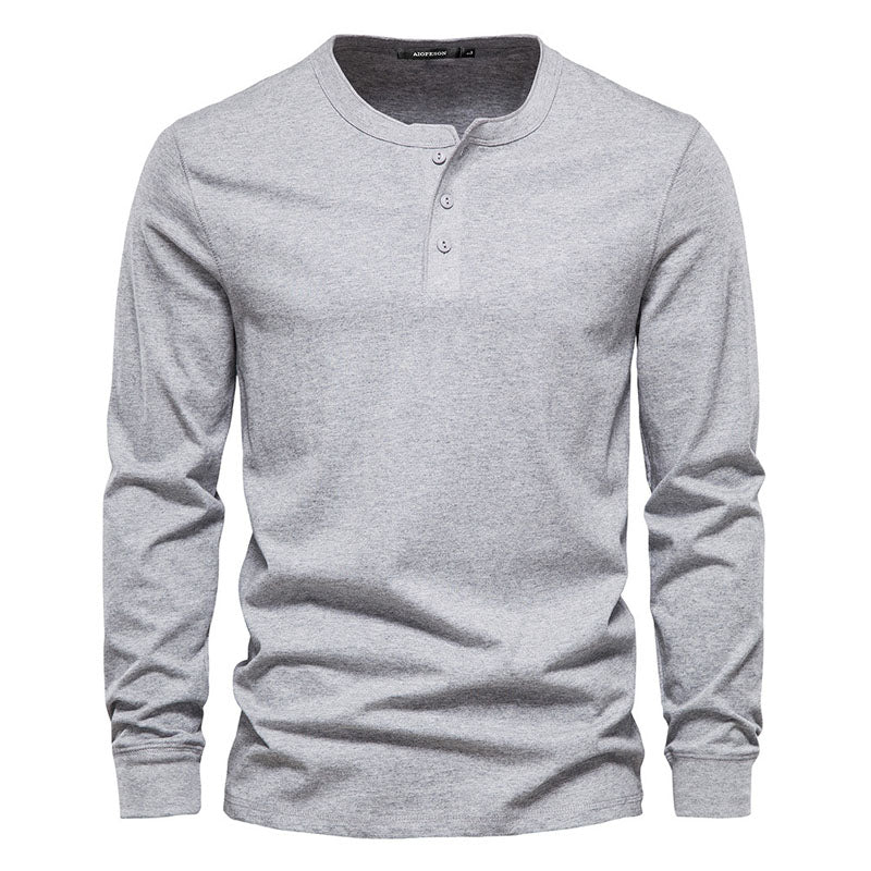 Classic Henley Top Long Sleeve Sweatshirt