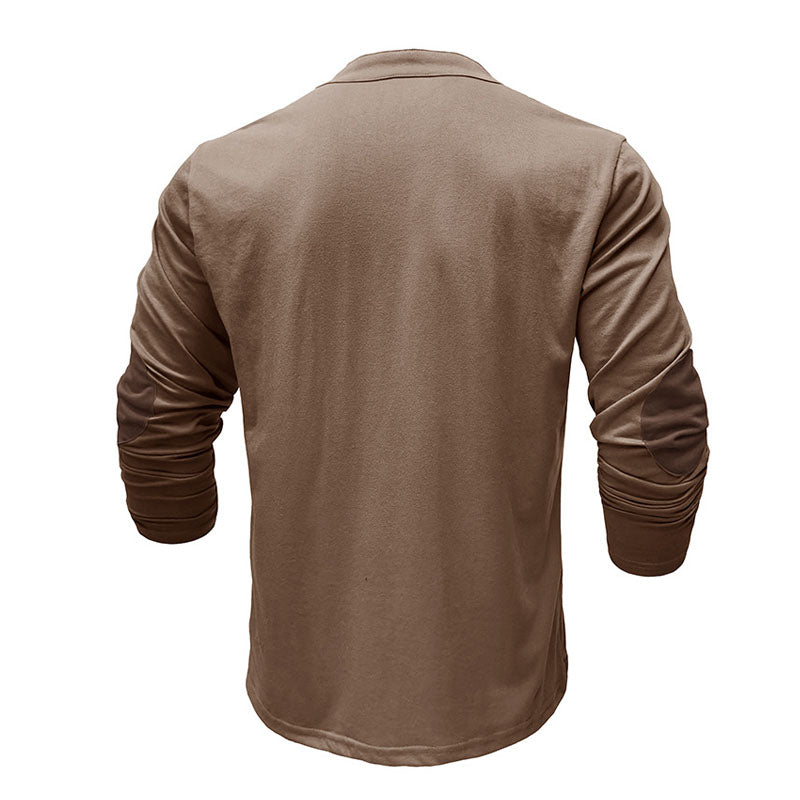 Henley Drawstring Long Sleeve T-Shirt Top