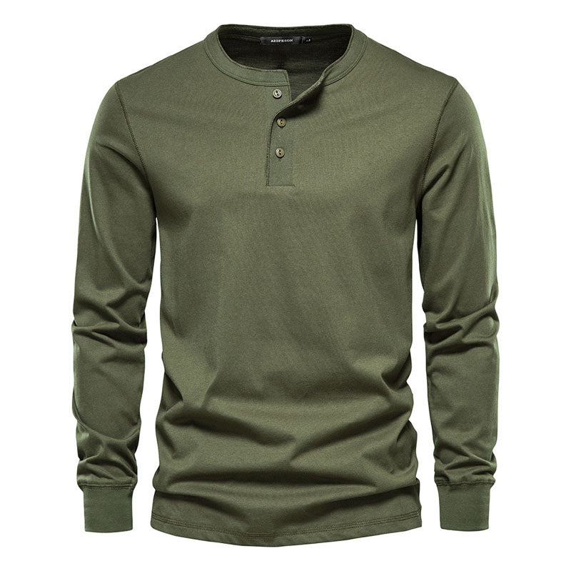 Classic Henley Top Long Sleeve Sweatshirt