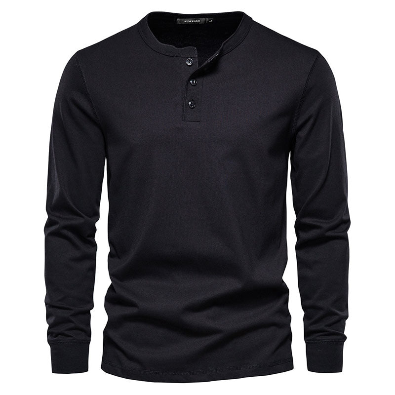 Classic Henley Top Long Sleeve Sweatshirt