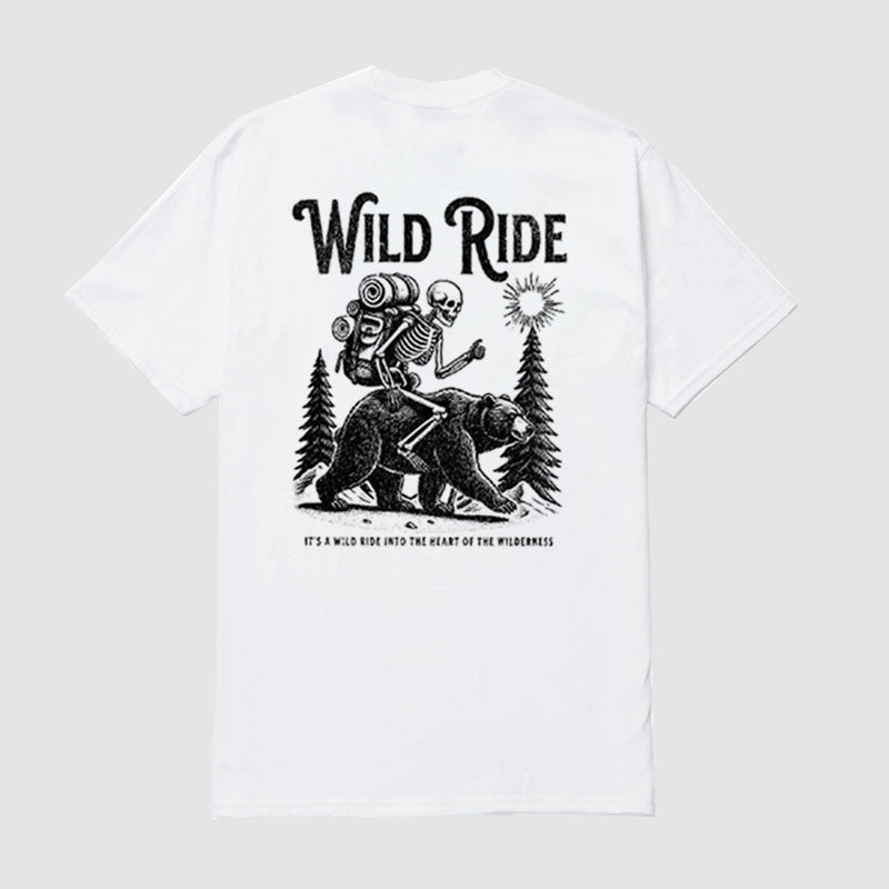 Skeleton Riding Brown Bear Adventure Short Sleeve T-Shirt