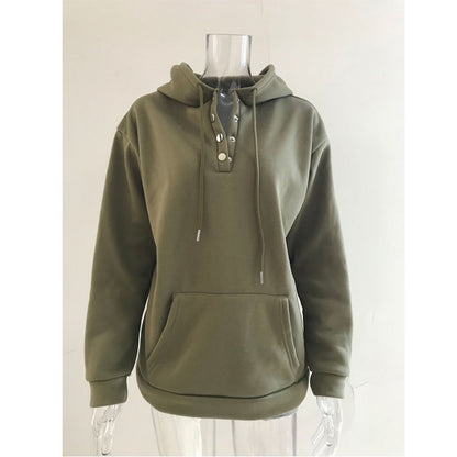 Men's Casual Henley Snap Button Hoodie