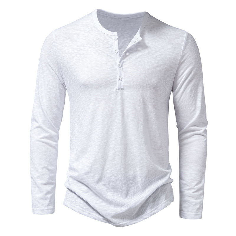 Essentials Henley Collar Slub Cotton Top