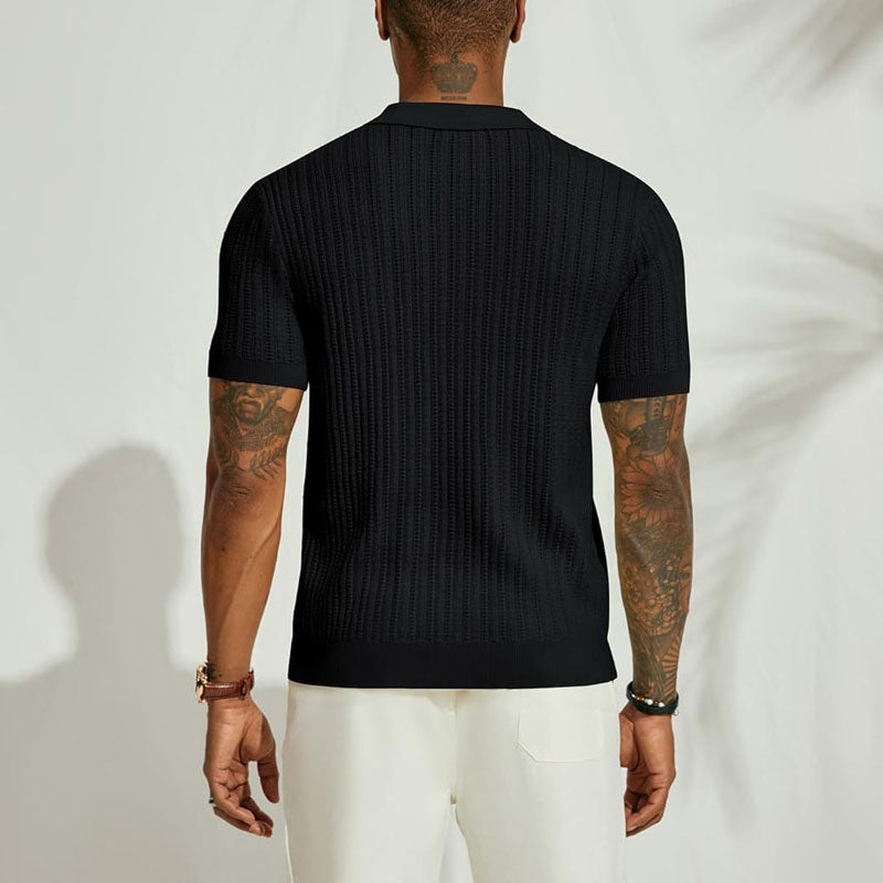 Men's Casual Hollow Breathable Knitted Short-Sleeved Shirt