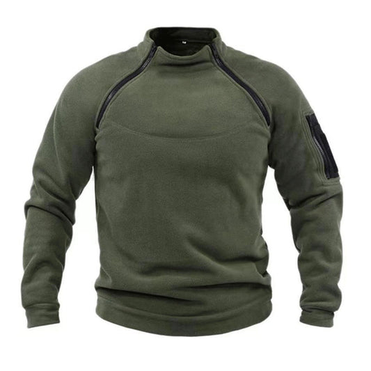 Tactical Fleece Raglan Zip Casual Sweatshirt