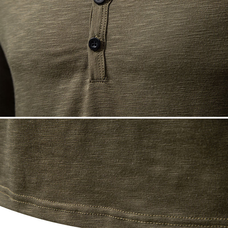 Essentials Henley Collar Slub Cotton Top