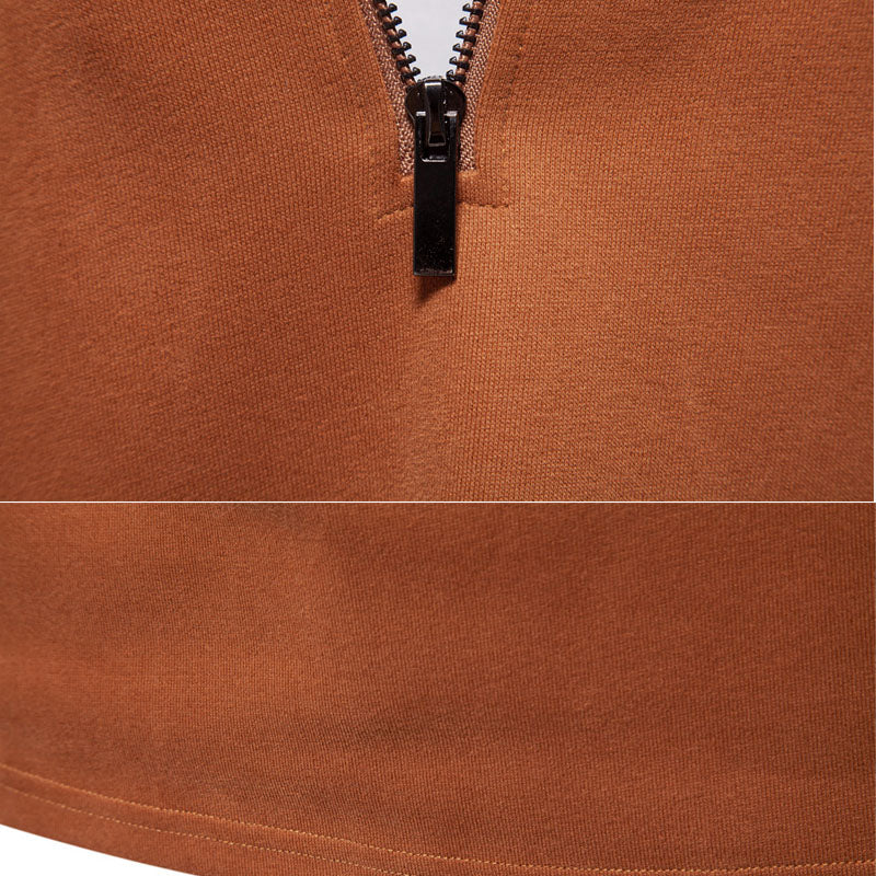 Men's Henley Zipper Contrast Color High Quality Casual All-match Sweatshirt