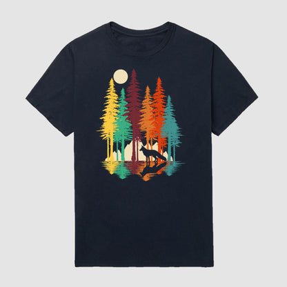 retro forest fox T-shirt,
