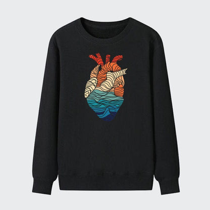 Men Vintage Heart Natural Cotton Sweatshirt