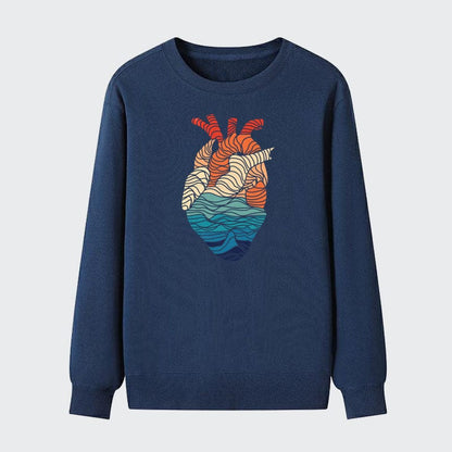 Men Vintage Heart Natural Cotton Sweatshirt