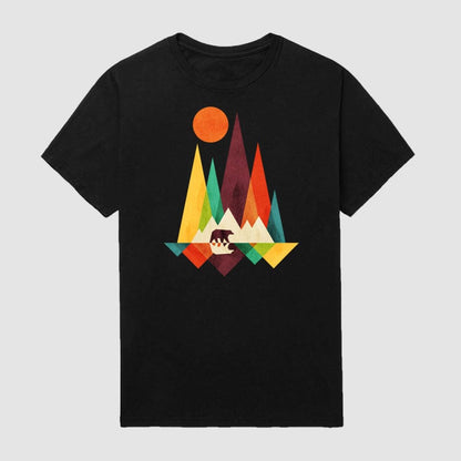 retro geometric mountain bear  t-shirt