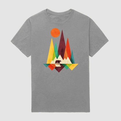 retro geometric mountain bear  t-shirt