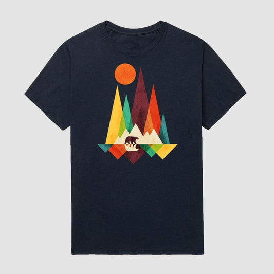 retro geometric mountain bear  t-shirt