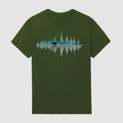 Men Outdoor Geometry Music Sonic Bear Short Sleeve T-Shirt
