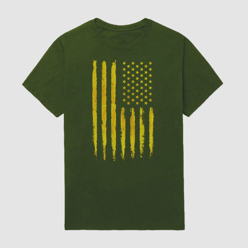 Men Gold Edition American Flag Short Sleeve T-Shirt