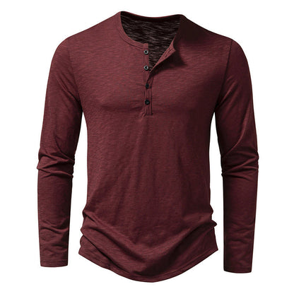 Essentials Henley Collar Slub Cotton Top