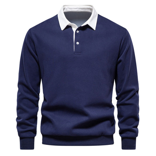 Men Classic Essentials Color Block Polo Sweatshirt