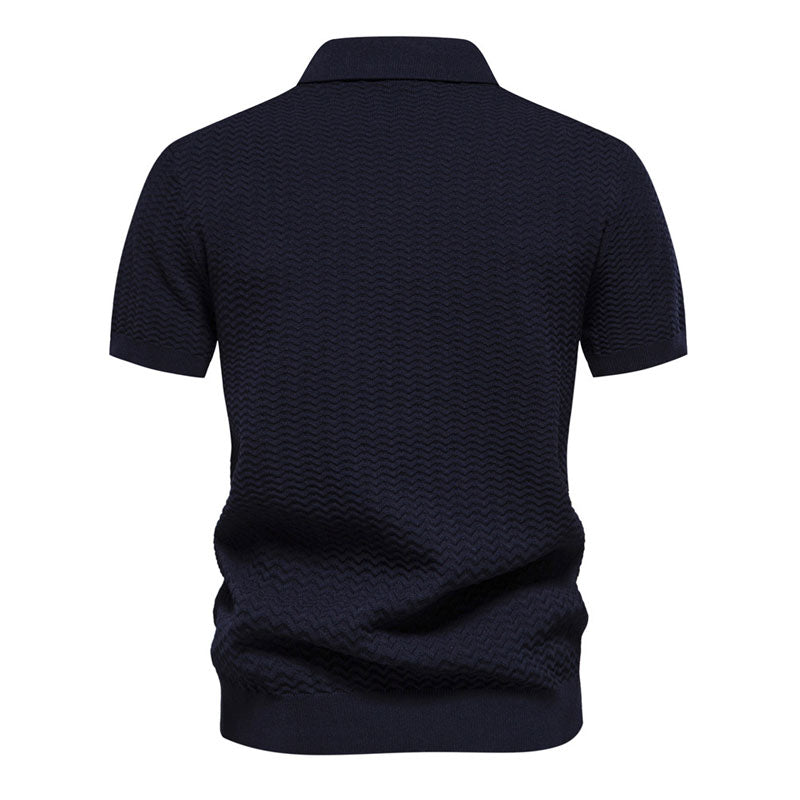 Men's Premium Paneled Casual Short Sleeve Zip Knit Polo Top