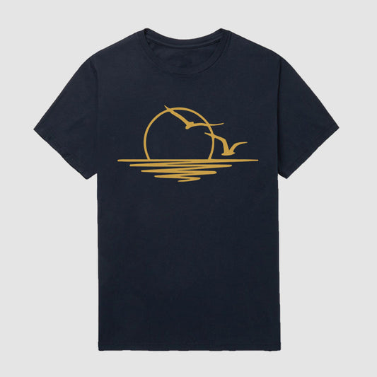 Gold Edition Sunset Seagull Short Sleeve T-Shirt