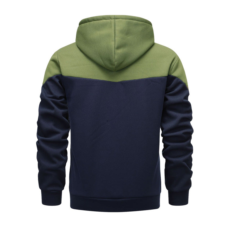 Men's Casual Color Block Zip Cardigan Hoodie Jacket