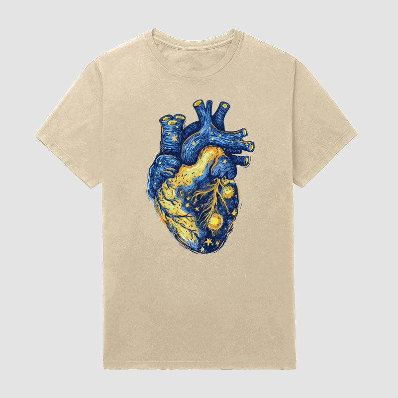 Van Gogh Starry Sky Heart Short Sleeve T-Shirt