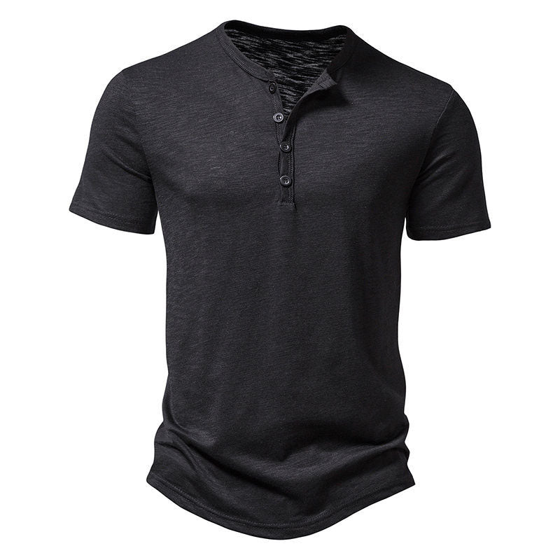 Henley  Slub Cotton T-Shirt