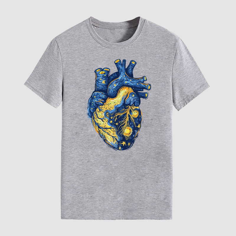 Van Gogh Starry Sky Heart Short Sleeve T-Shirt