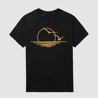 Gold Edition Sunset Seagull Short Sleeve T-Shirt