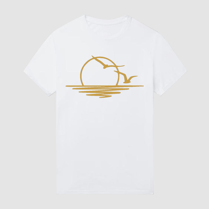 Gold Edition Sunset Seagull Short Sleeve T-Shirt