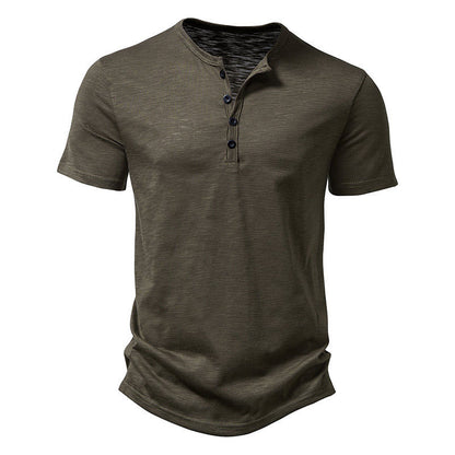 Henley  Slub Cotton T-Shirt