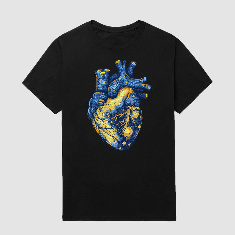 Van Gogh Starry Sky Heart Short Sleeve T-Shirt