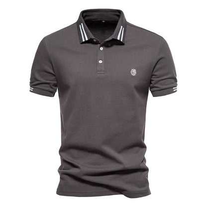 Men's High Quality 100% Cotton Casual Versatile Embroidered Polo Shirt