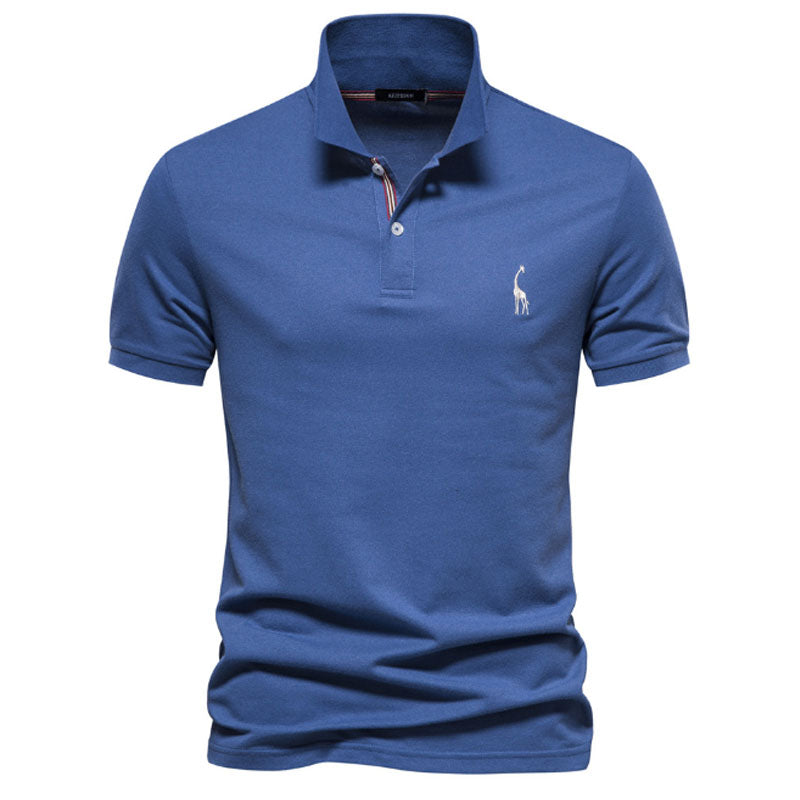 Men's Casual Cotton Fawn Embroidered Polo Shirt