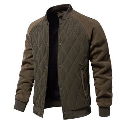 Men's Fleece Thickened Quilted Casual Top Jacket