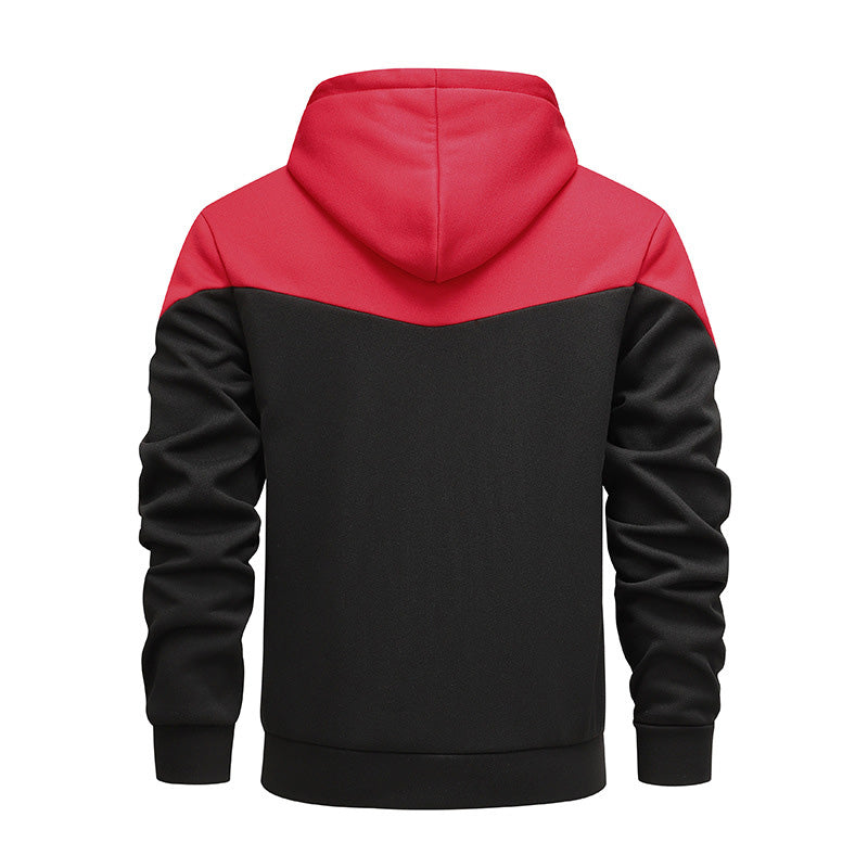 Men's Casual Color Block Zip Cardigan Hoodie Jacket