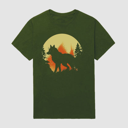 Men's Outdoor Forest Wolf Short Sleeve T-Shirt