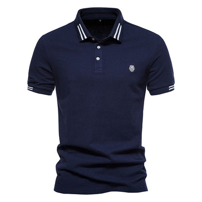 Men's High Quality 100% Cotton Casual Versatile Embroidered Polo Shirt