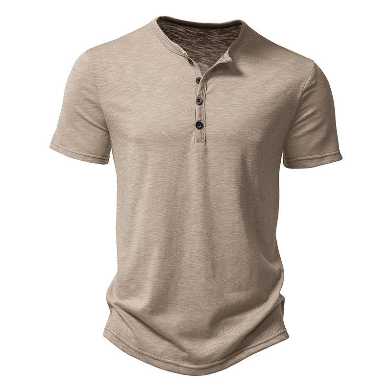 Henley  Slub Cotton T-Shirt