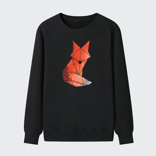 Men Outdoor Forest Geometric Fox Cotton Sweatshirt