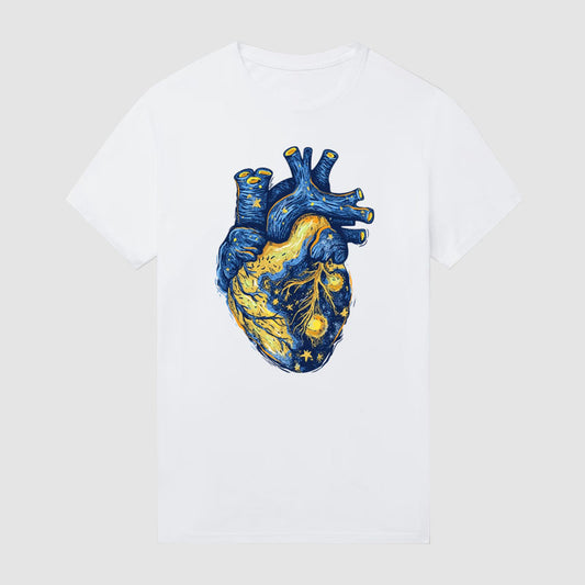 Van Gogh Starry Sky Heart Short Sleeve T-Shirt